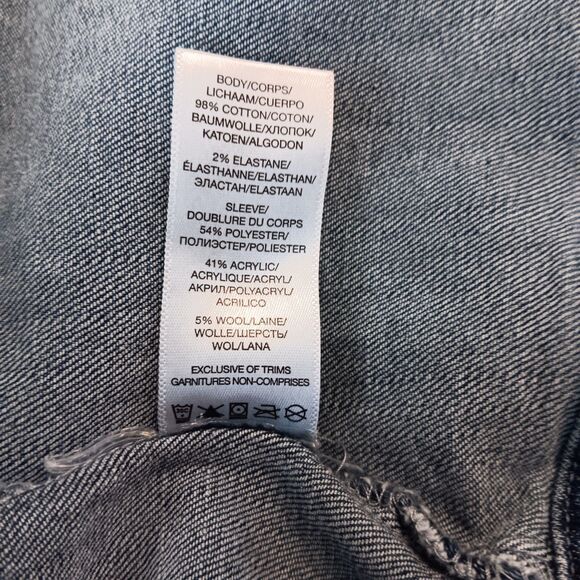 Silver Jeans Co XL Hybrid Denim Jean Jacket Gray Cable Knit Sweater Sleeves - Picture 13 of 13